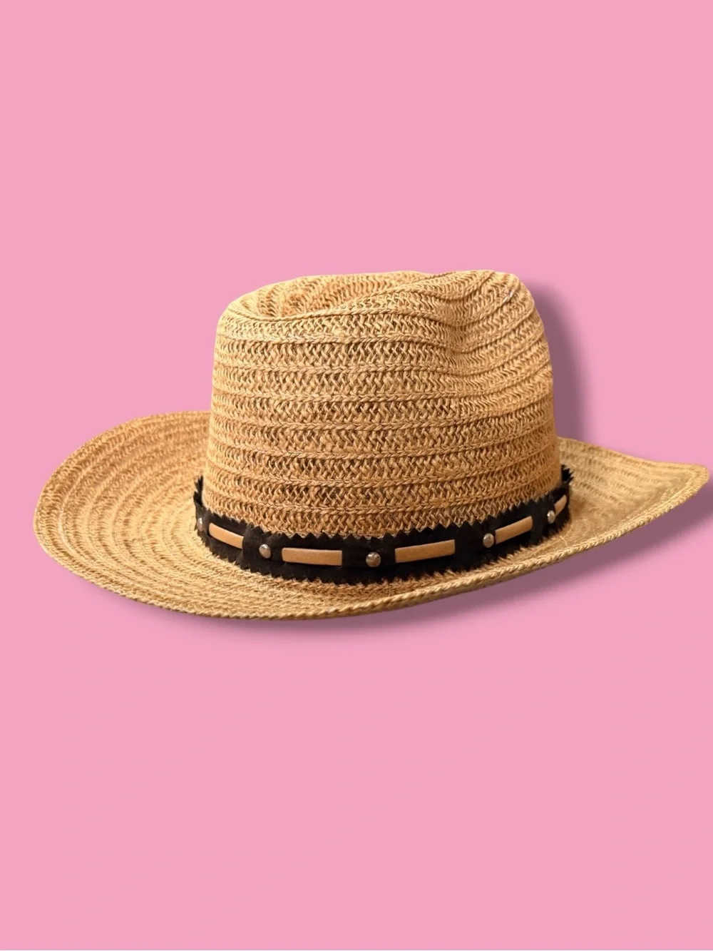 Men's Natural Straw Fedora with Decorative Band